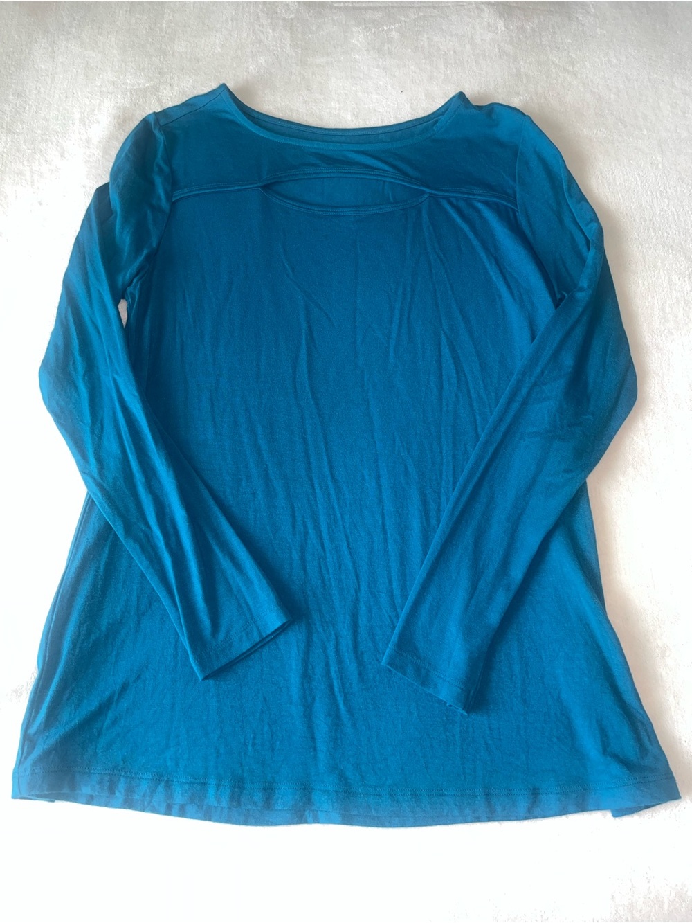 Soft Surrondings Long-Sleeve Scoop Neck Top Cutout Blue Tunic Soft Sz Medium